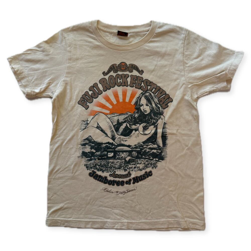 Fuji Rock Festival 2012 Rockin Jelly Bean T-Shirt Cream Size XS Naeba Japan